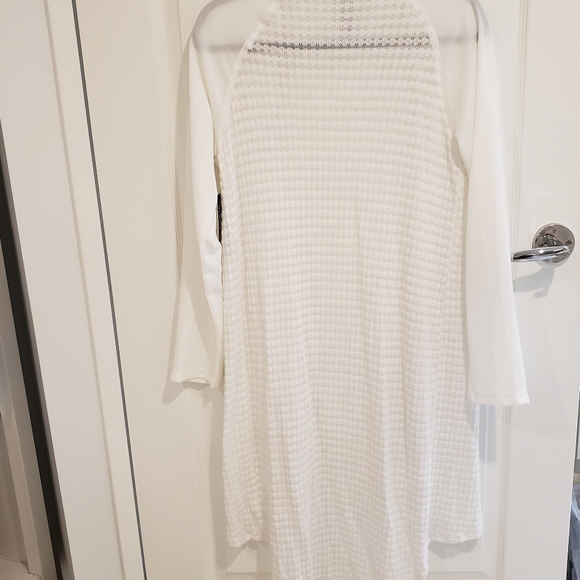 Long-line open front white cardigan sweater - Picture 2 of 3